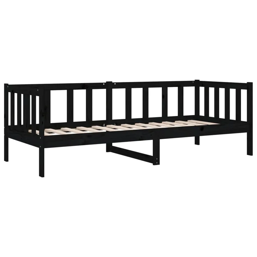 Lit de jour sans matelas noir 90x190 cm bois de pin massif - 5