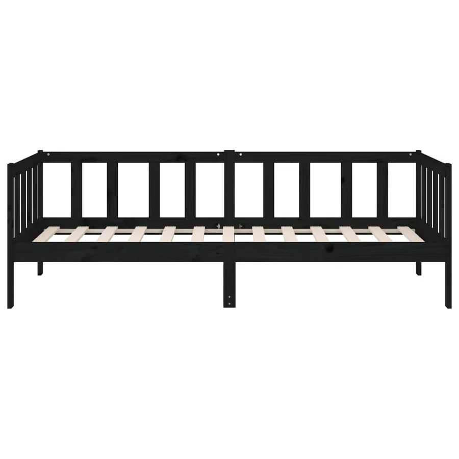 Lit de jour sans matelas noir 90x190 cm bois de pin massif - 6