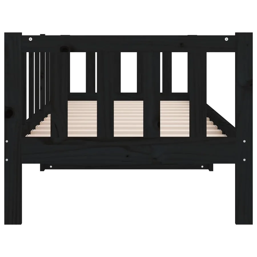 Lit de jour sans matelas noir 90x190 cm bois de pin massif - 7