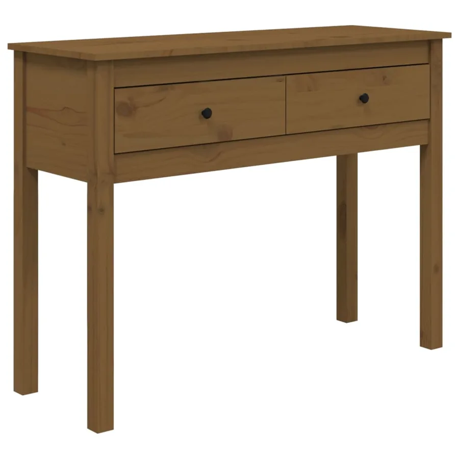 Table console Marron miel 100x35x75 cm Bois massif de pin - 2