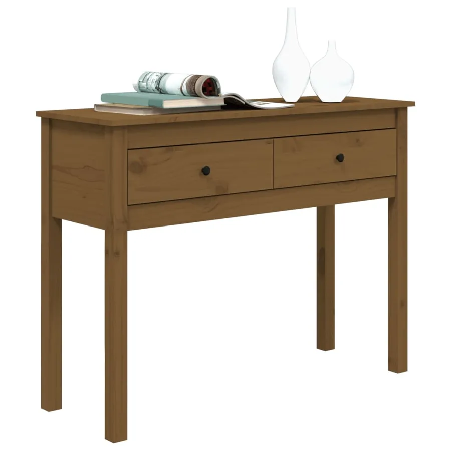 Table console Marron miel 100x35x75 cm Bois massif de pin - 4