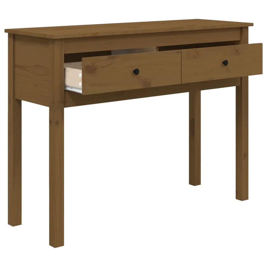 Table console Marron miel 100x35x75 cm Bois massif de pin - 7