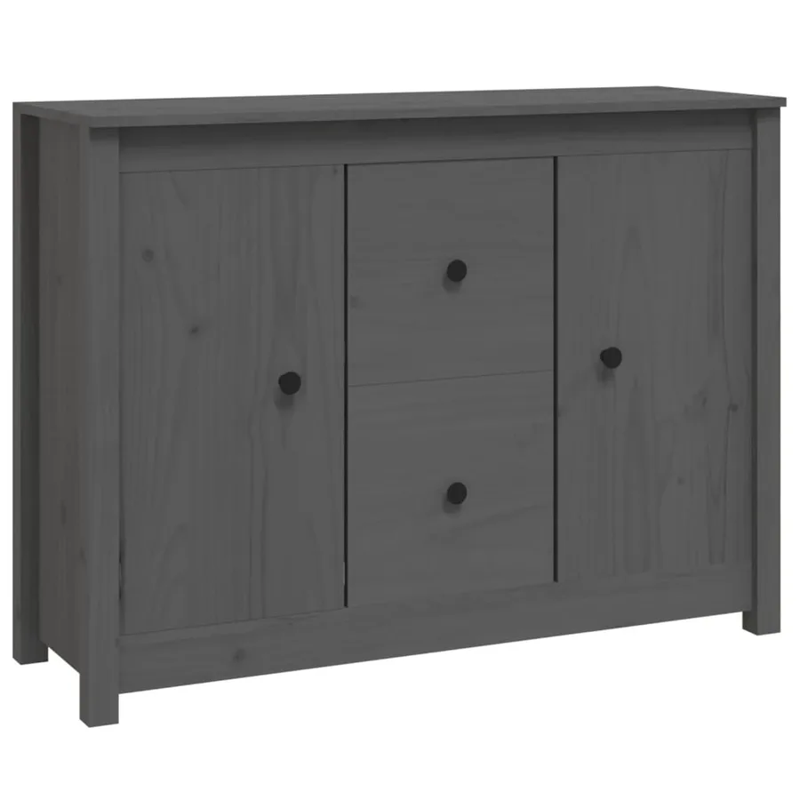 Buffet Gris 100x35x74 cm Bois massif de pin - 2