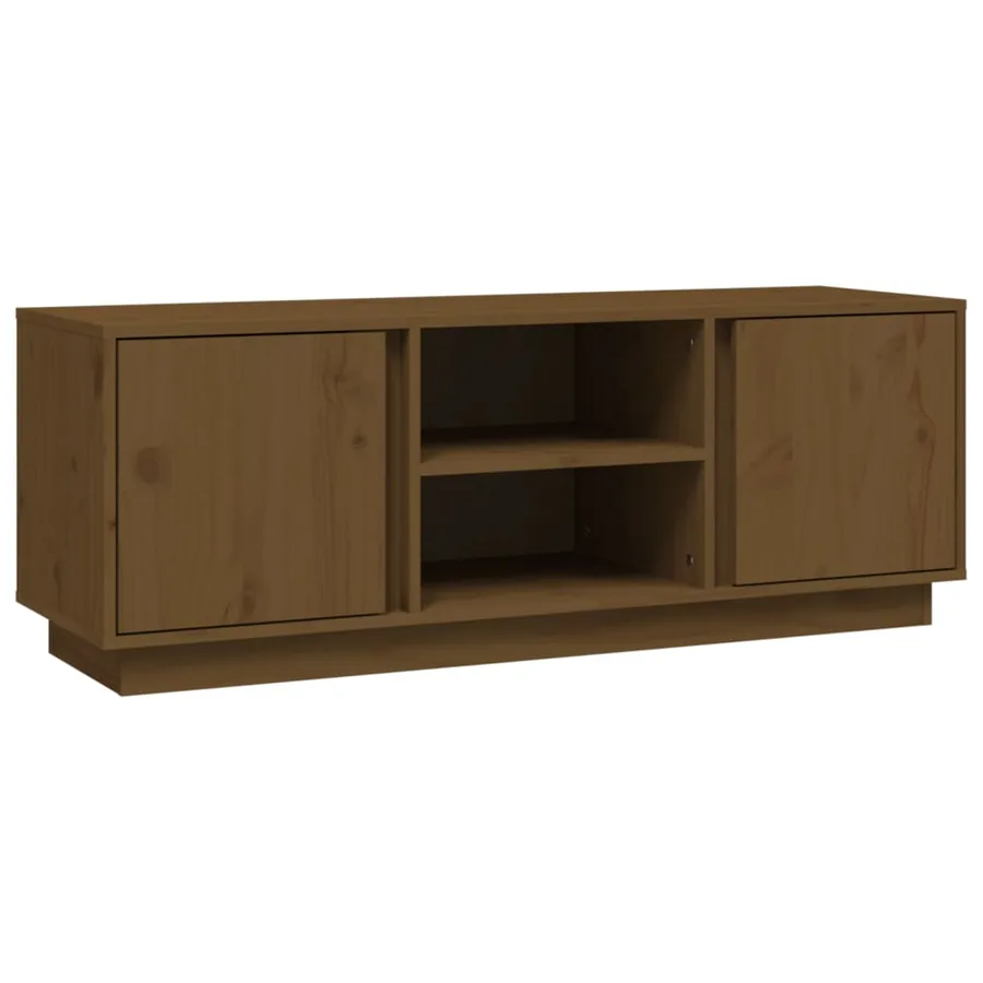 Meuble TV Marron miel 110x35x40,5 cm Bois de pin massif - 2