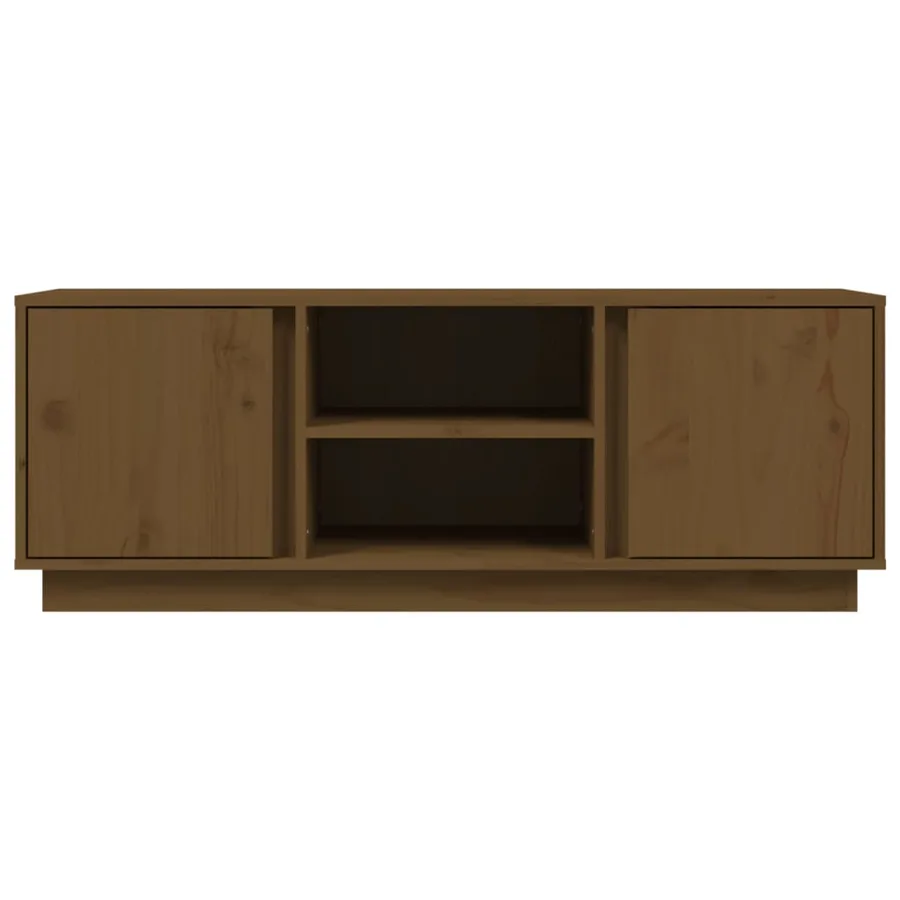 Meuble TV Marron miel 110x35x40,5 cm Bois de pin massif - 6
