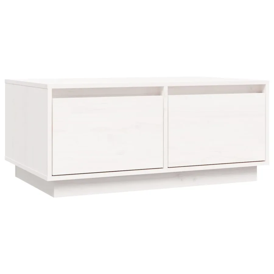 Table basse Blanc 80x50x35 cm Bois massif de pin - 2