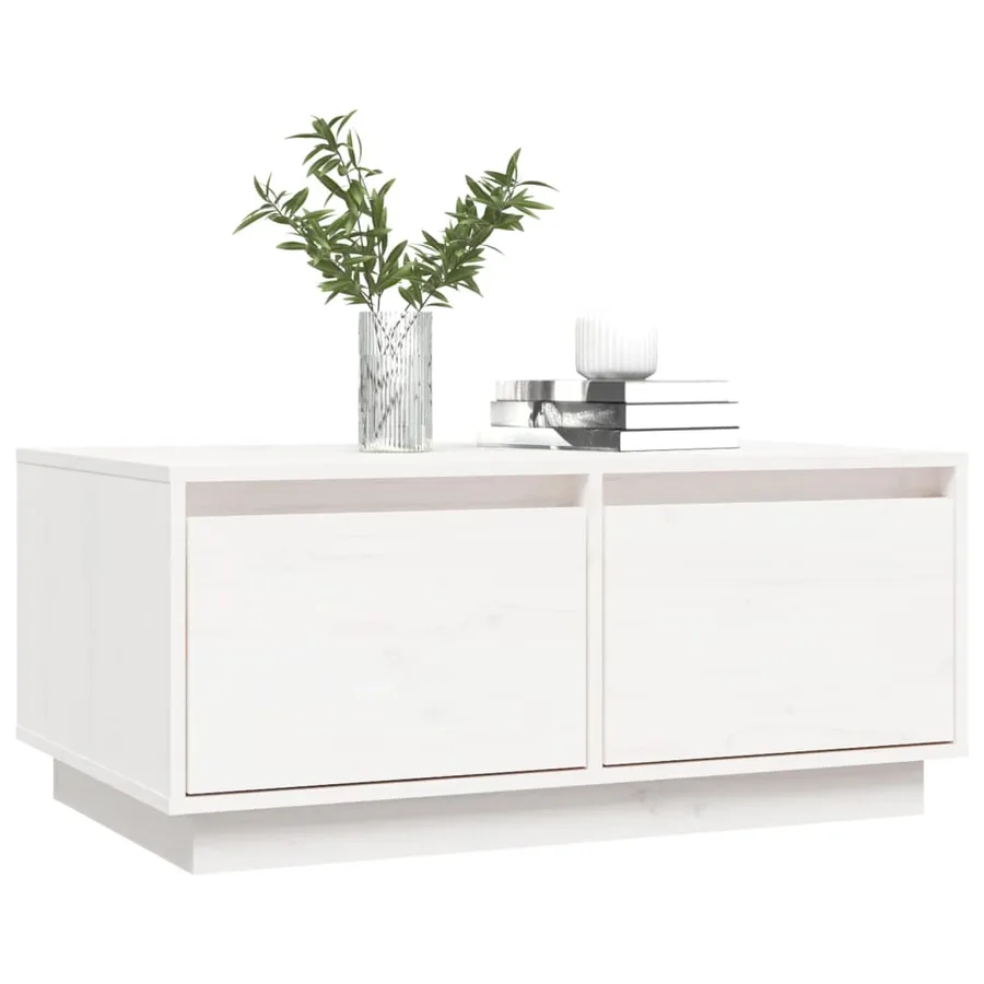 Table basse Blanc 80x50x35 cm Bois massif de pin - 4