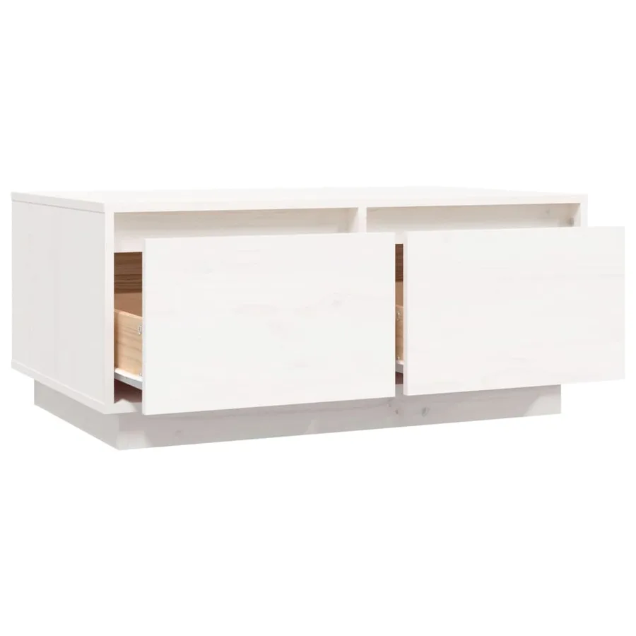 Table basse Blanc 80x50x35 cm Bois massif de pin - 8