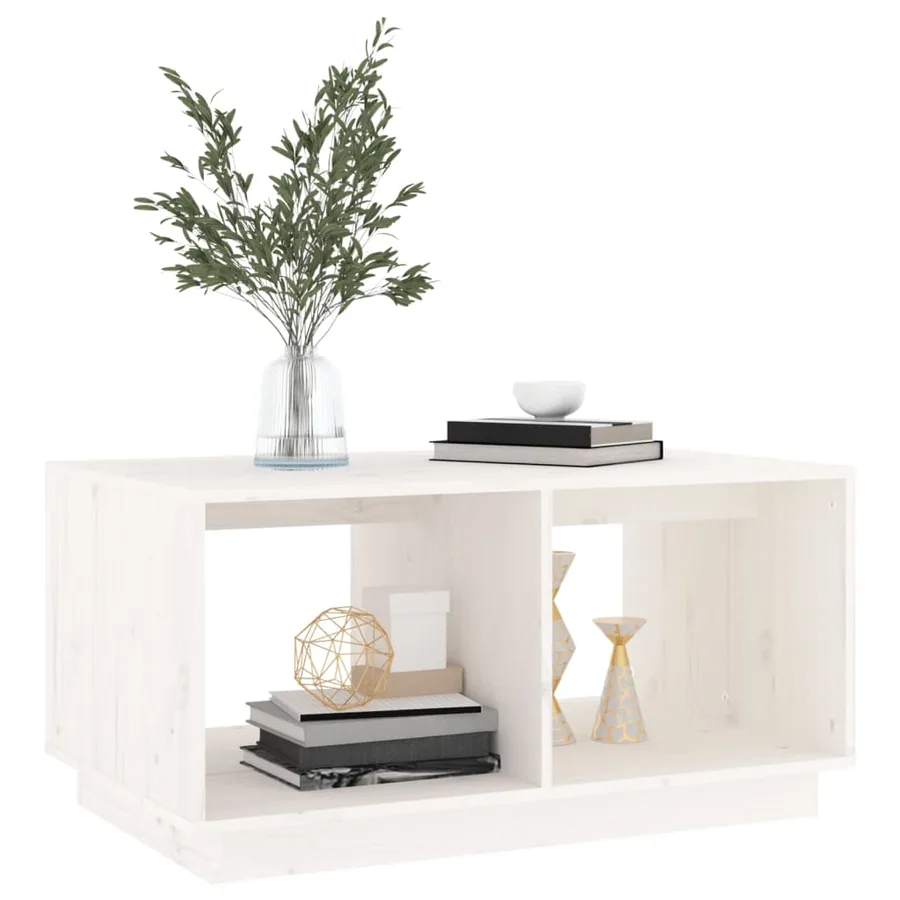 Table basse Blanc 80x50x40 cm Bois massif de pin - 4
