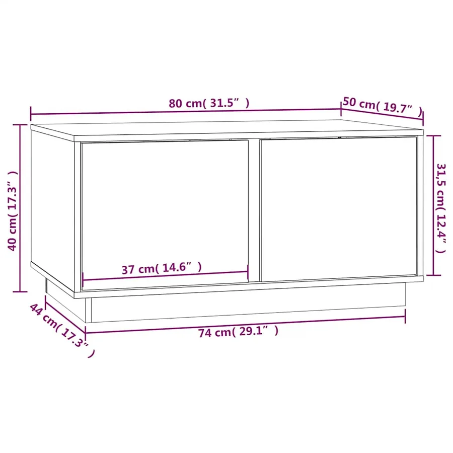 Table basse Noir 80x50x40 cm Bois massif de pin - 10