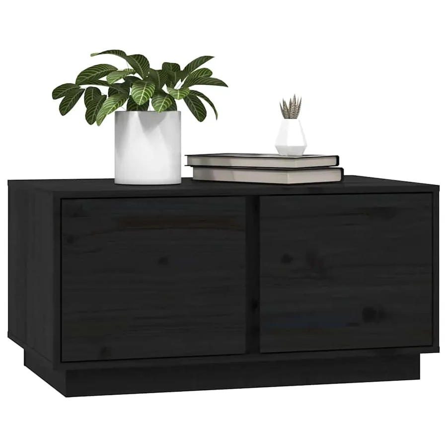 Table basse Noir 80x50x40 cm Bois massif de pin - 4
