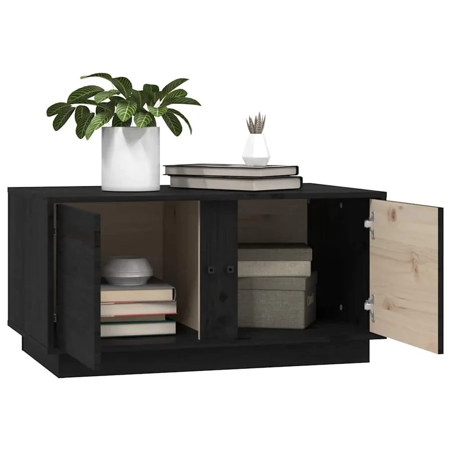 Table basse Noir 80x50x40 cm Bois massif de pin - 5