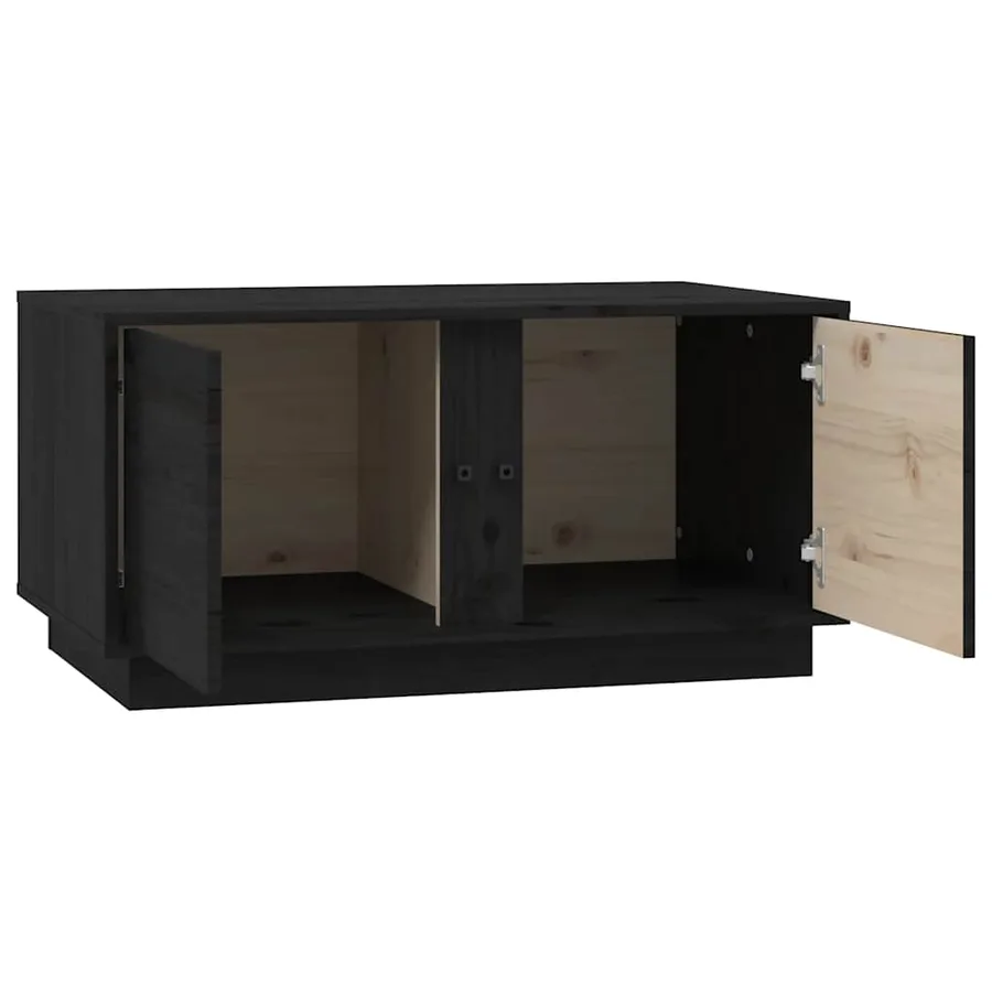 Table basse Noir 80x50x40 cm Bois massif de pin - 8