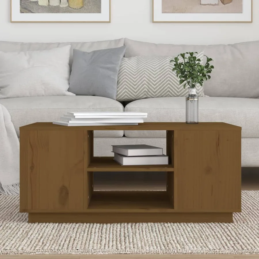 Table basse Marron miel 90x49x40,5 cm Bois massif de pin - 3