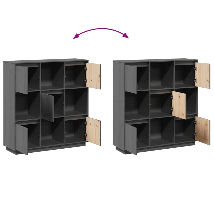 Buffet Gris 110,5x35x117 cm Bois massif de pin - 10
