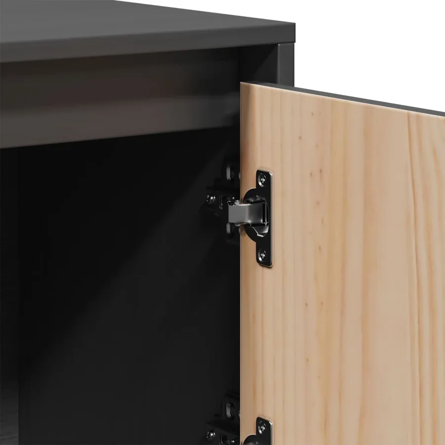 Buffet Gris 110,5x35x117 cm Bois massif de pin - 11