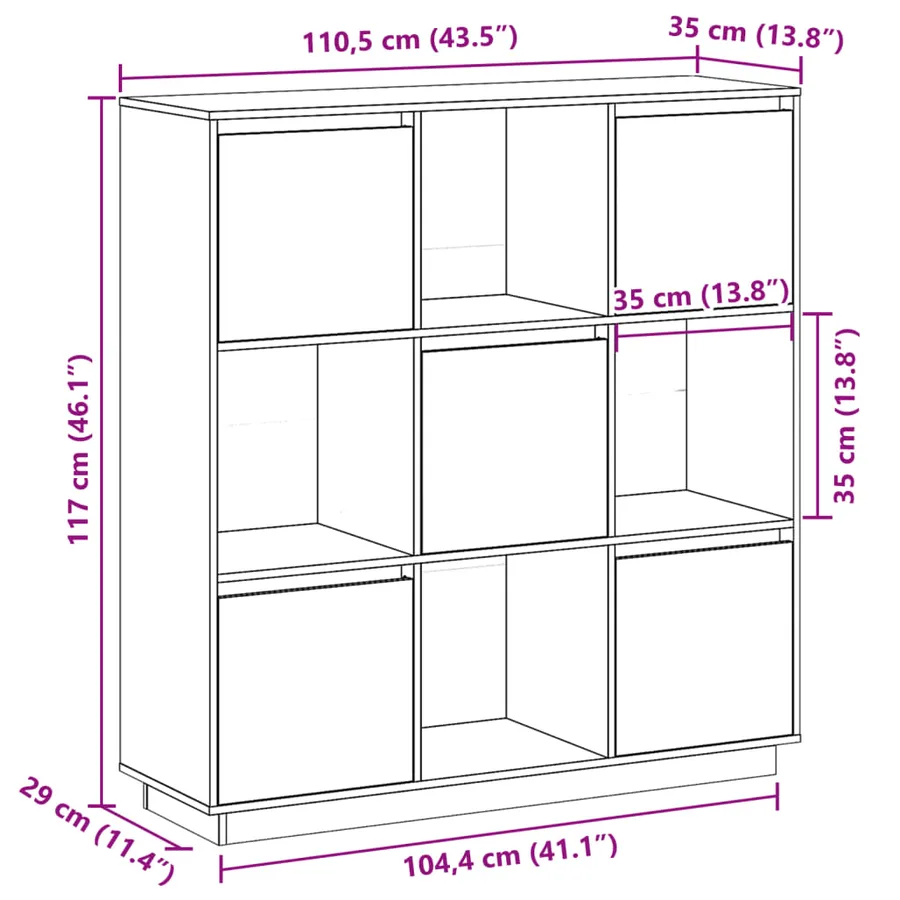 Buffet Gris 110,5x35x117 cm Bois massif de pin - 14