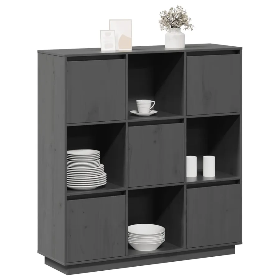 Buffet Gris 110,5x35x117 cm Bois massif de pin - 4
