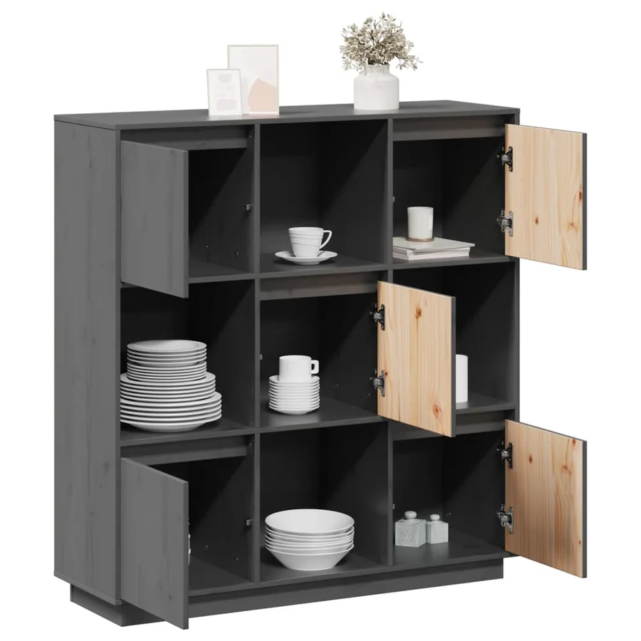Buffet Gris 110,5x35x117 cm Bois massif de pin - 5