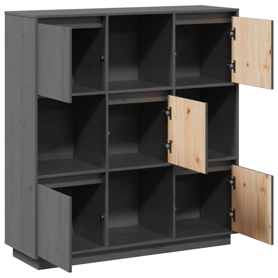 Buffet Gris 110,5x35x117 cm Bois massif de pin - 7