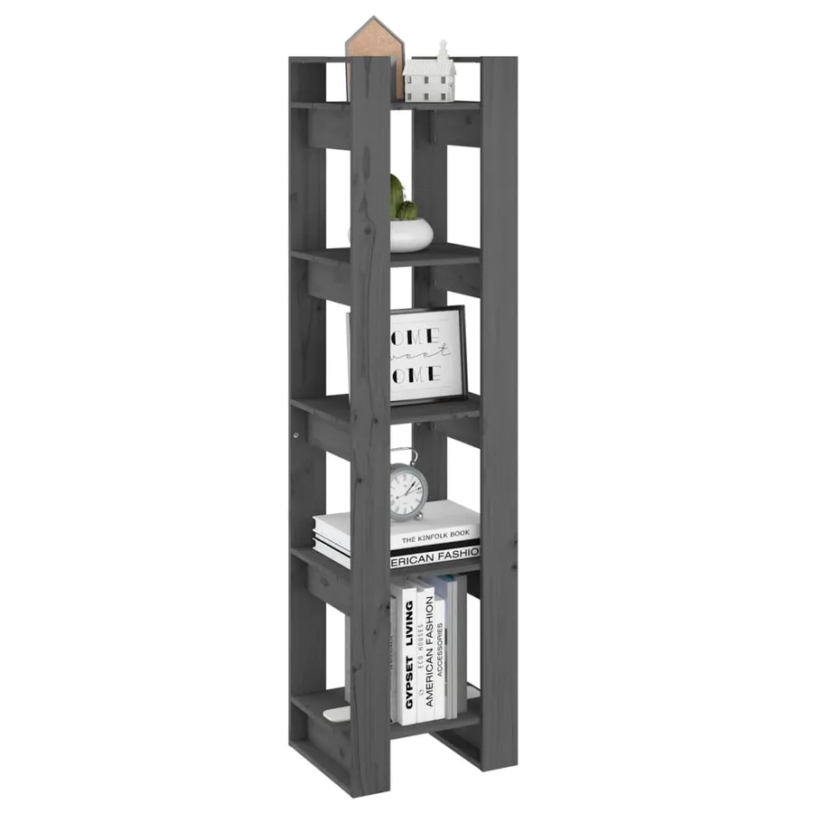 Bibliothèque/Séparateur de pièce Gris 41x35x160 cm Pin massif - 4