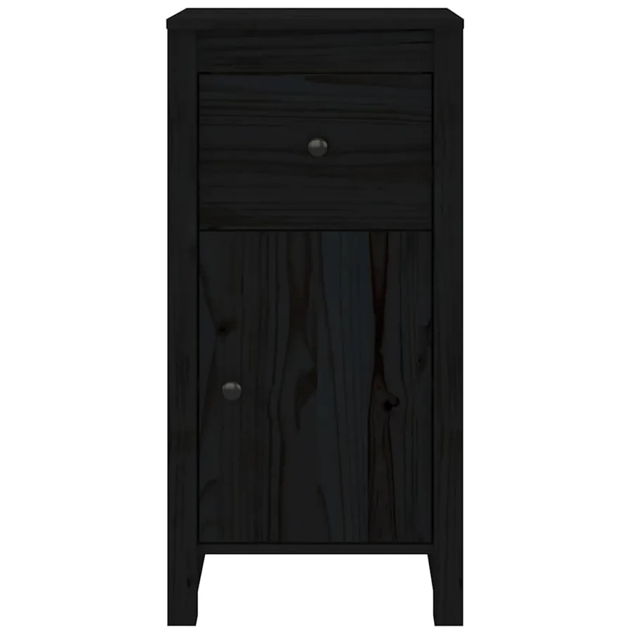 Buffets 2 pcs Noir 40x35x80 cm Bois massif de pin - 4
