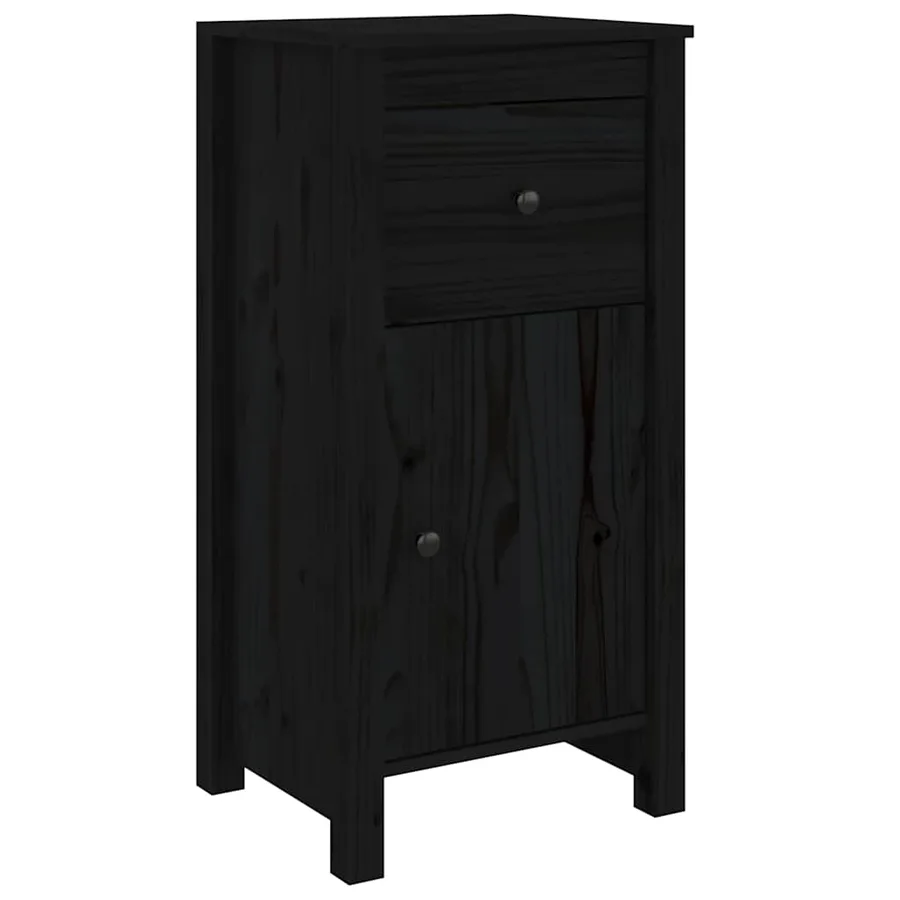 Buffets 2 pcs Noir 40x35x80 cm Bois massif de pin - 5