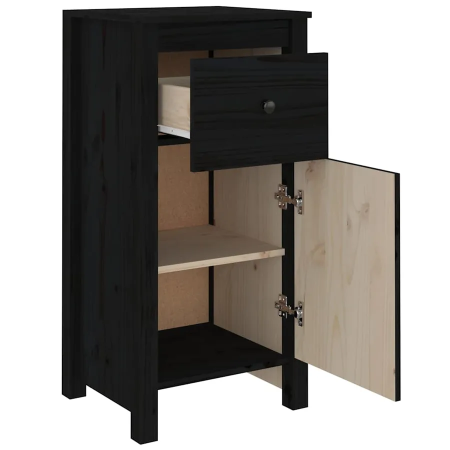 Buffets 2 pcs Noir 40x35x80 cm Bois massif de pin - 6