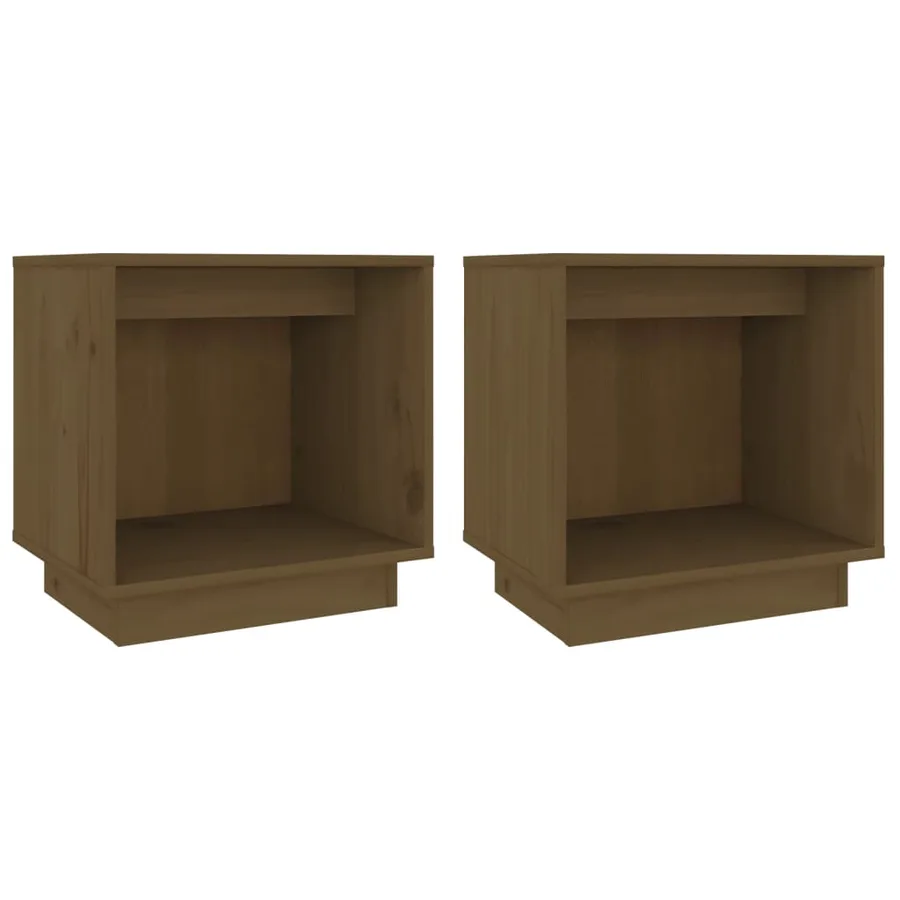 Tables de chevet 2pcs Marron miel 40x30x40cm Bois de pin solide - 2