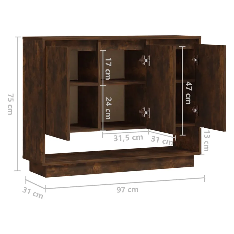 Buffet Chêne fumé 97x31x75 cm Bois d'ingénierie - 8