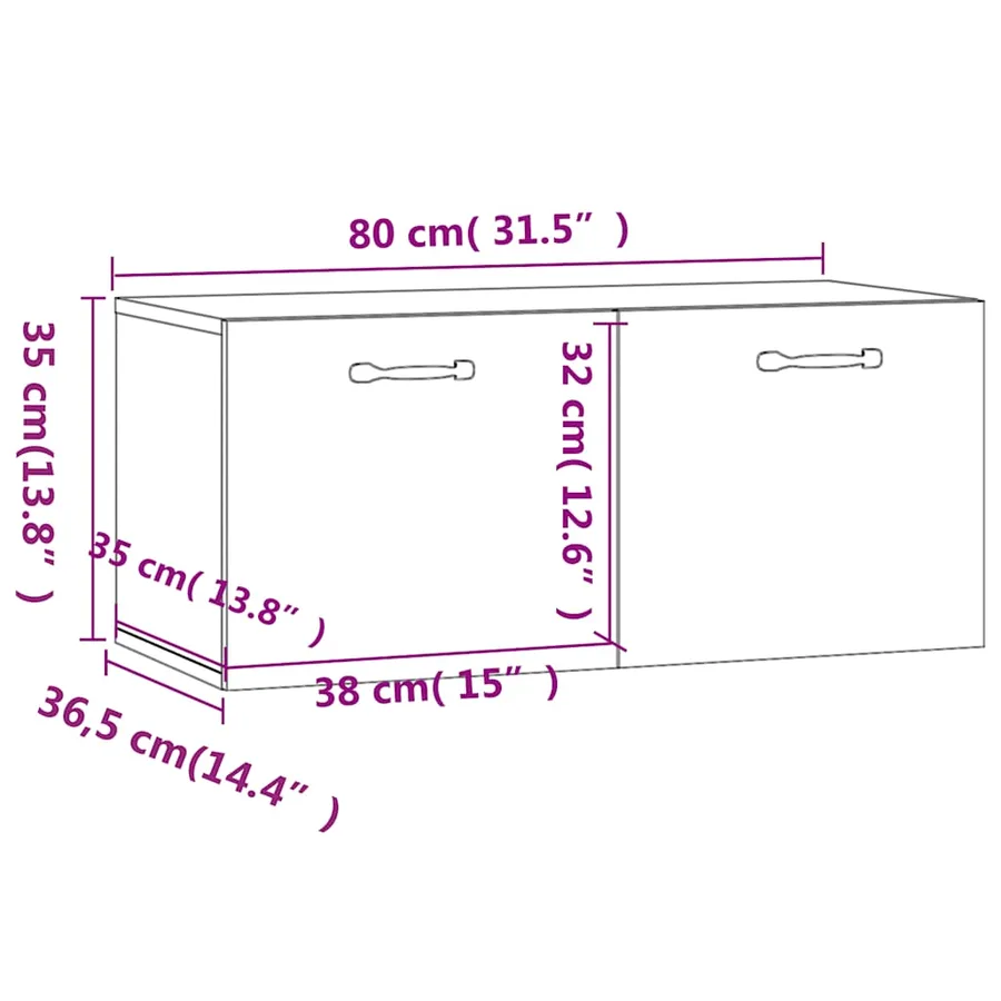 Armoire murale blanc brillant 80x36,5x35 cm bois d'ingénierie - 10