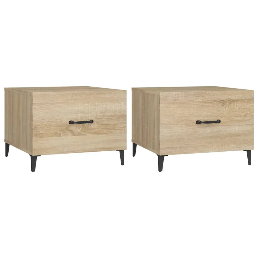 Tables basses avec pieds en métal 2 pcs Chêne sonoma 50x50x40cm - 2