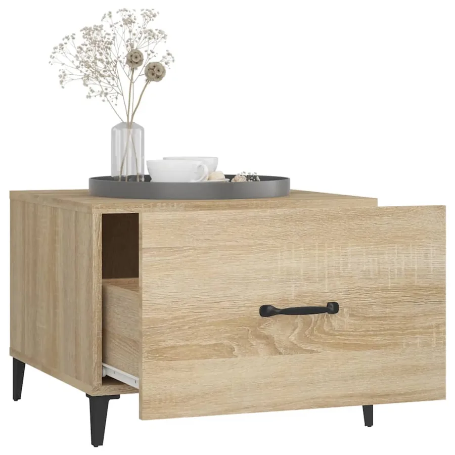 Tables basses avec pieds en métal 2 pcs Chêne sonoma 50x50x40cm - 5