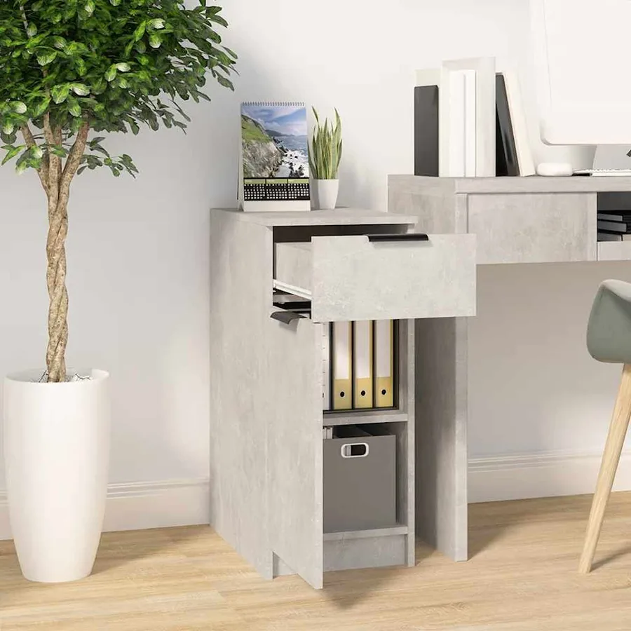 Armoire de bureau Gris béton 33,5x50x75 cm Bois d'ingénierie - 3