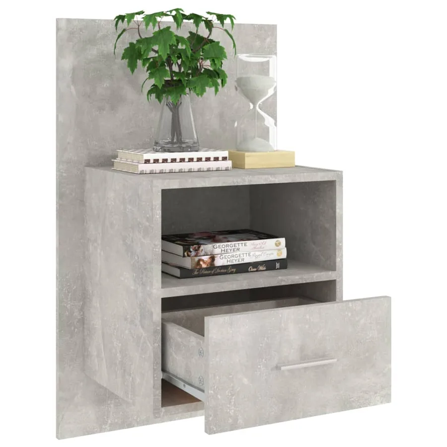 Table de chevet murale Gris béton - 7