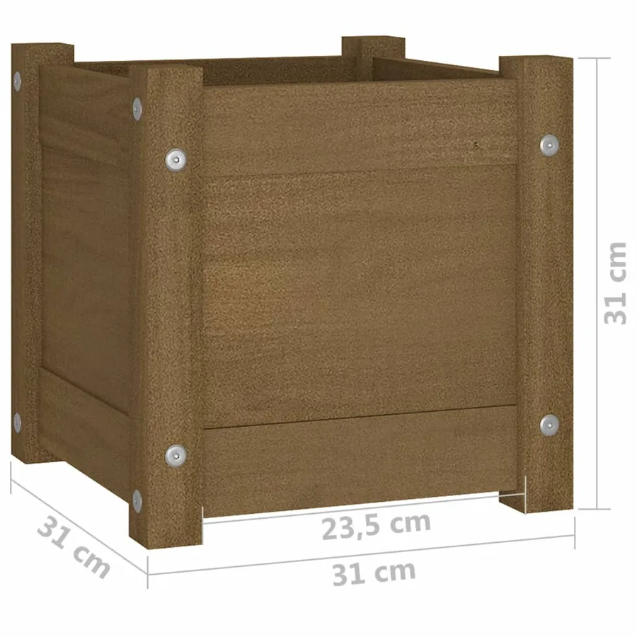 Jardinière extérieur Marron miel 31x31x31 cm Bois de pin massif - 8