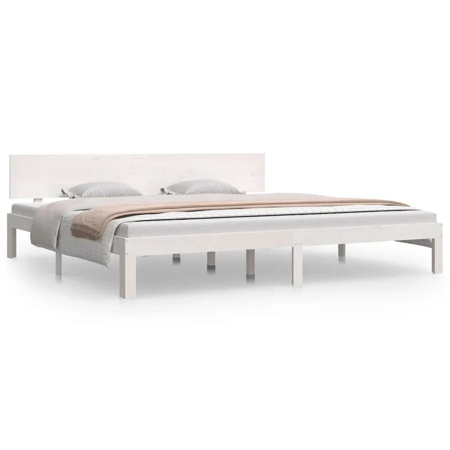 Cadre de lit sans matelas blanc bois massif de pin 200x200 cm - 2