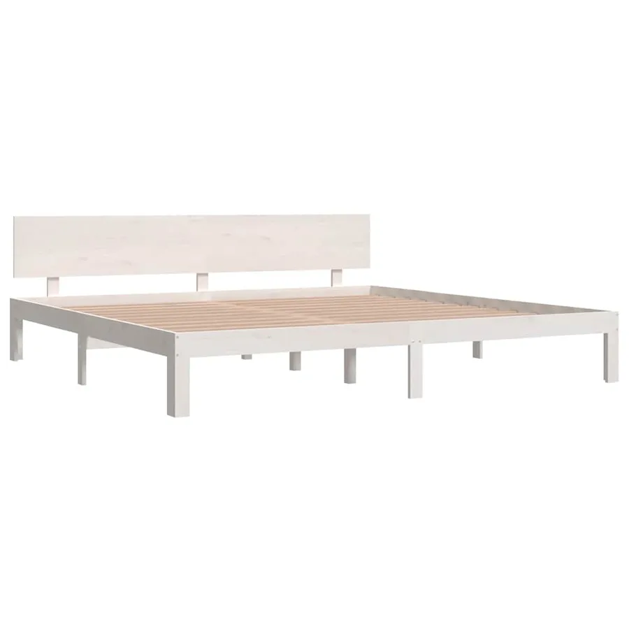 Cadre de lit sans matelas blanc bois massif de pin 200x200 cm - 3