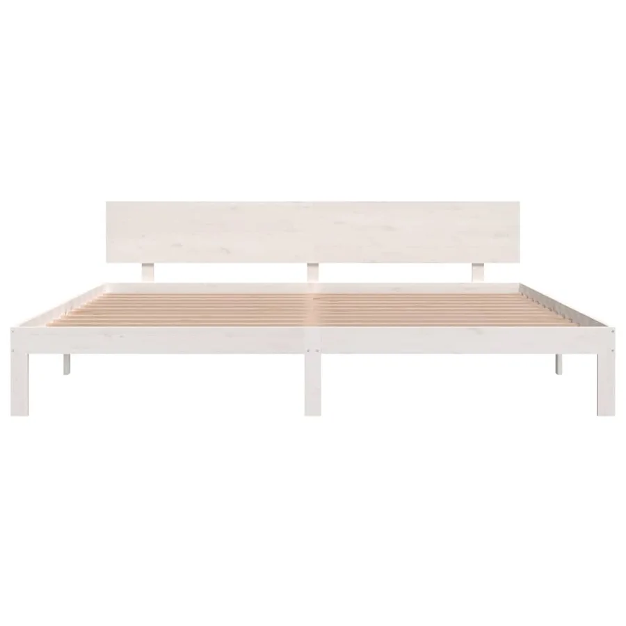 Cadre de lit sans matelas blanc bois massif de pin 200x200 cm - 4