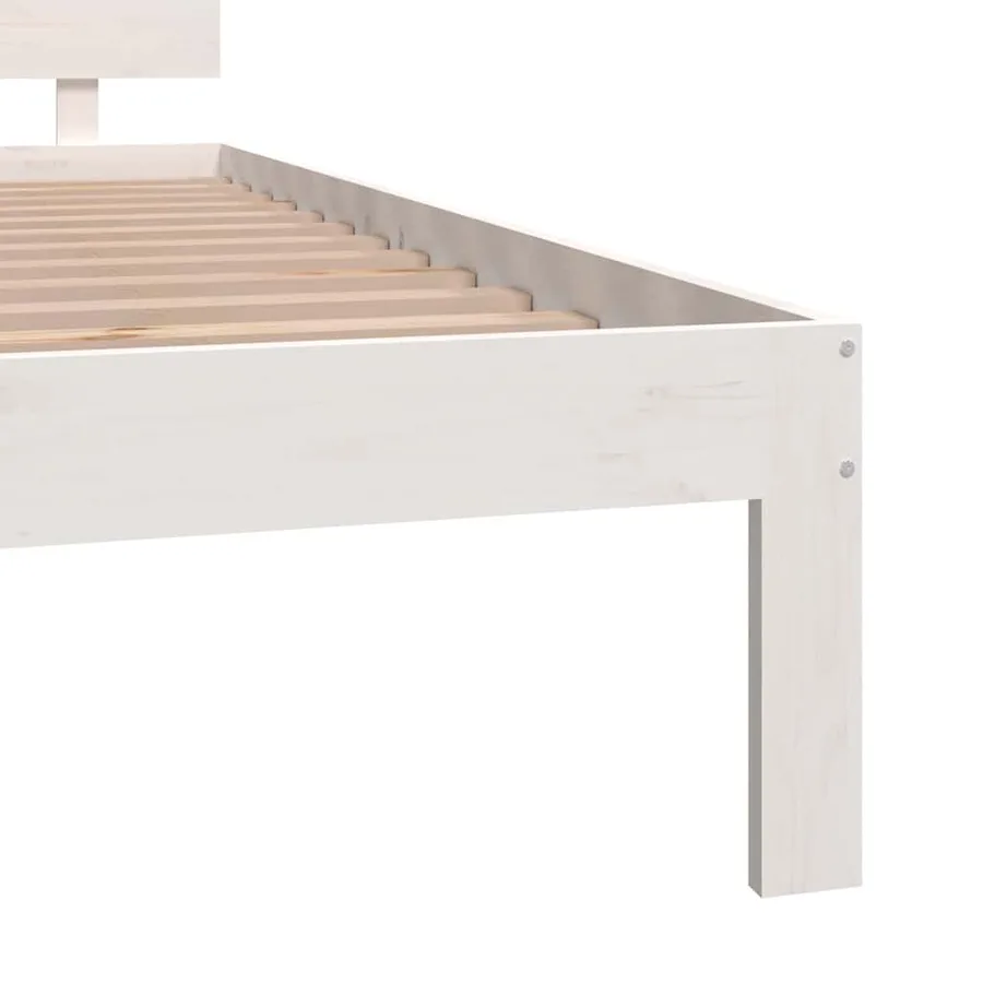 Cadre de lit sans matelas blanc bois massif de pin 200x200 cm - 6