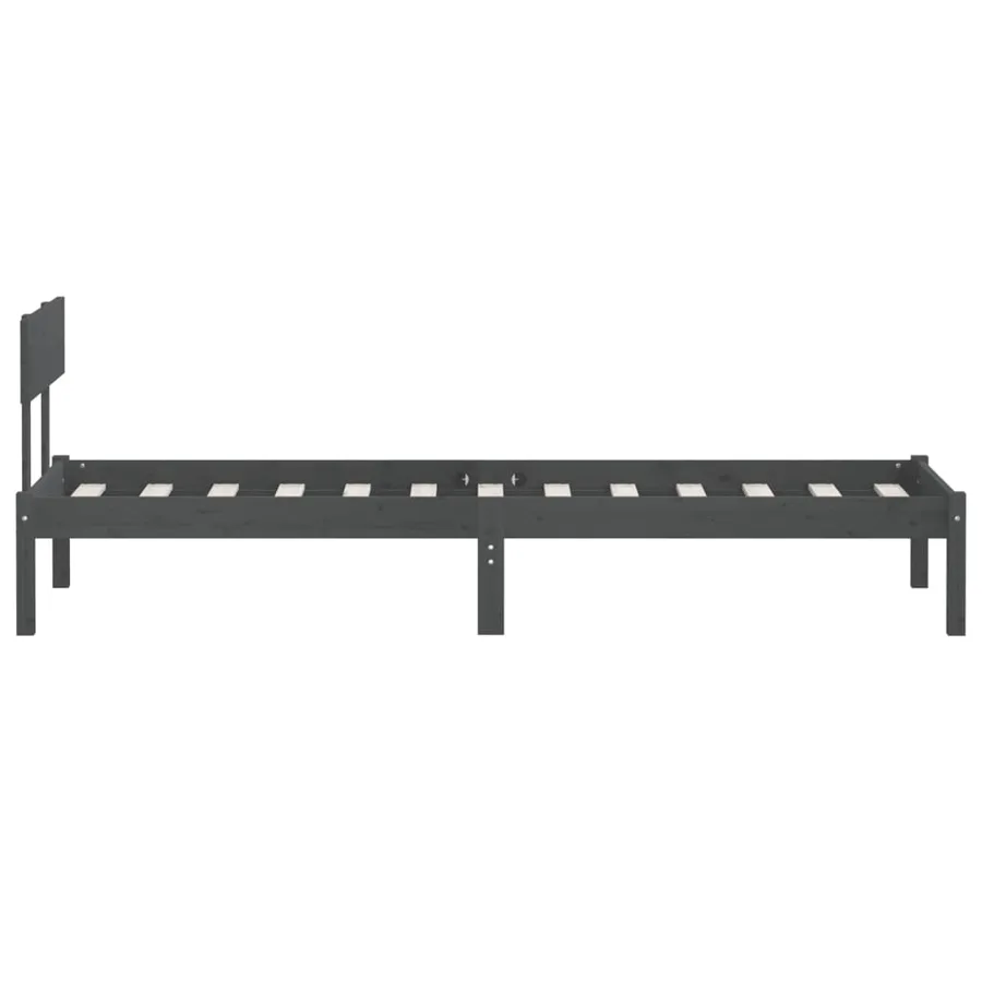 Cadre de lit sans matelas gris bois de pin massif - 5