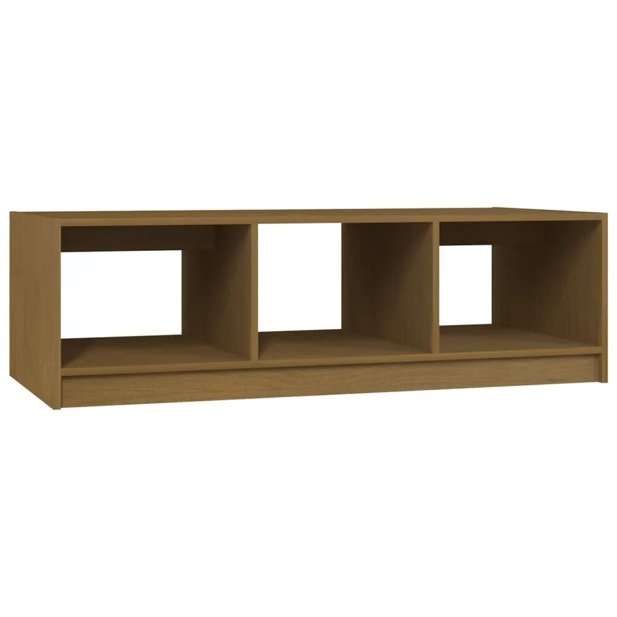 Table basse marron miel 110x50x34 cm bois de pin massif - 2