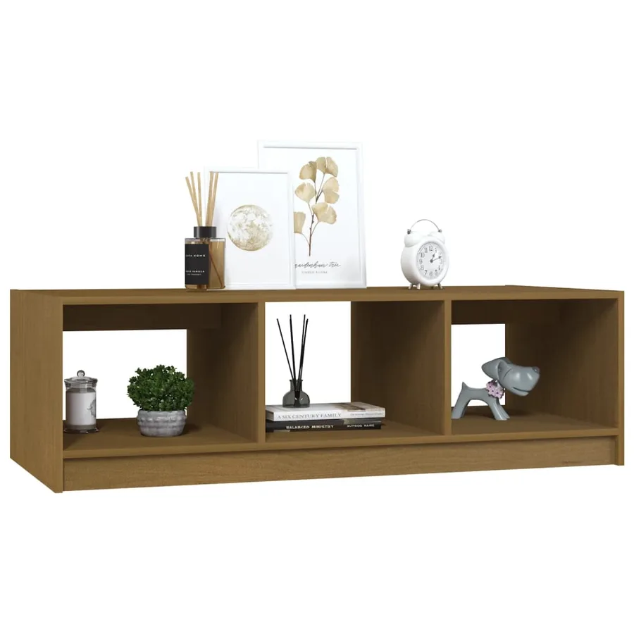 Table basse marron miel 110x50x34 cm bois de pin massif - 4