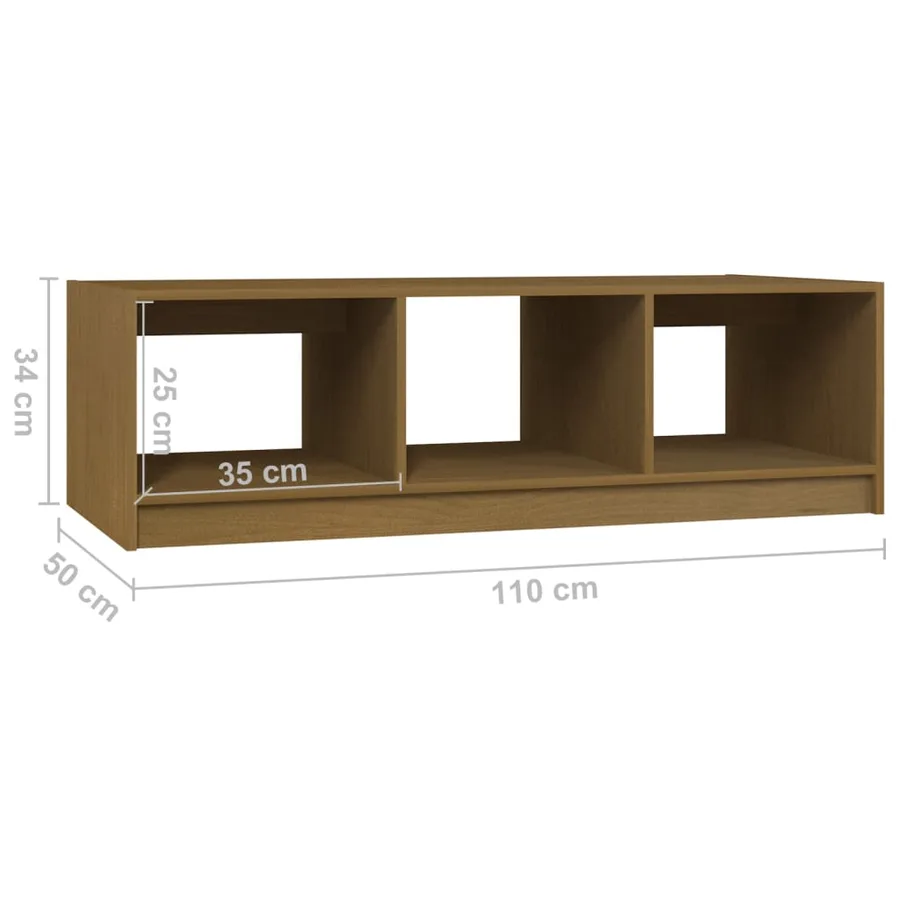 Table basse marron miel 110x50x34 cm bois de pin massif - 8
