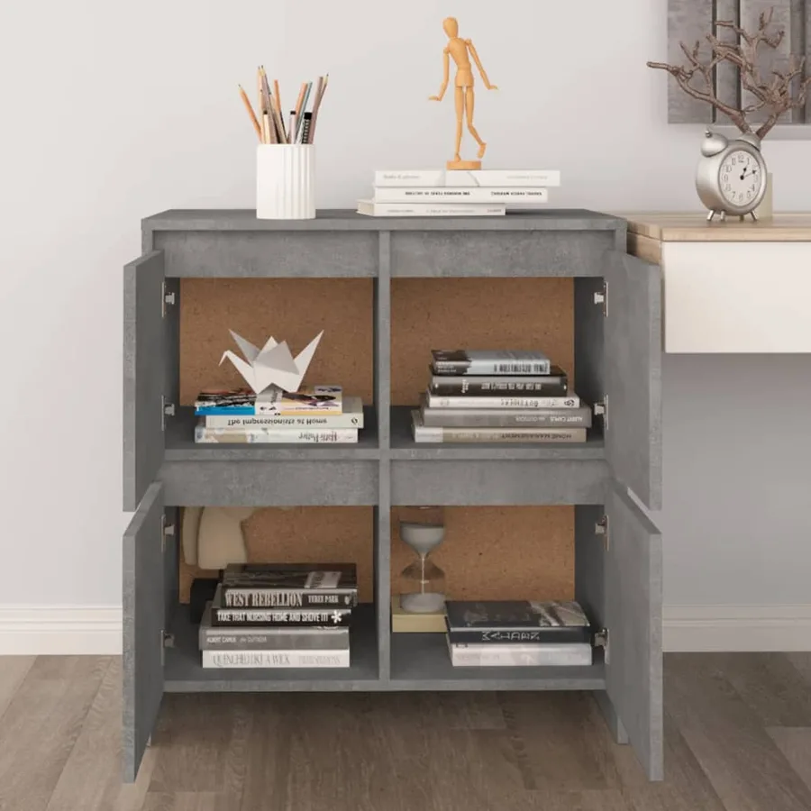 Buffet Gris béton 70x41x75 cm Bois d'ingénierie - 9