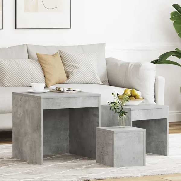 Tables gigognes 3 pcs Gris béton Aggloméré