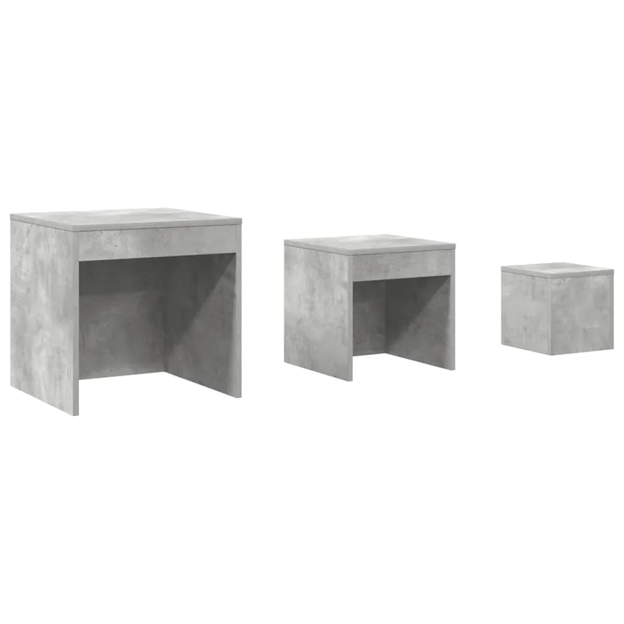 Tables gigognes 3 pcs Gris béton Aggloméré - 2
