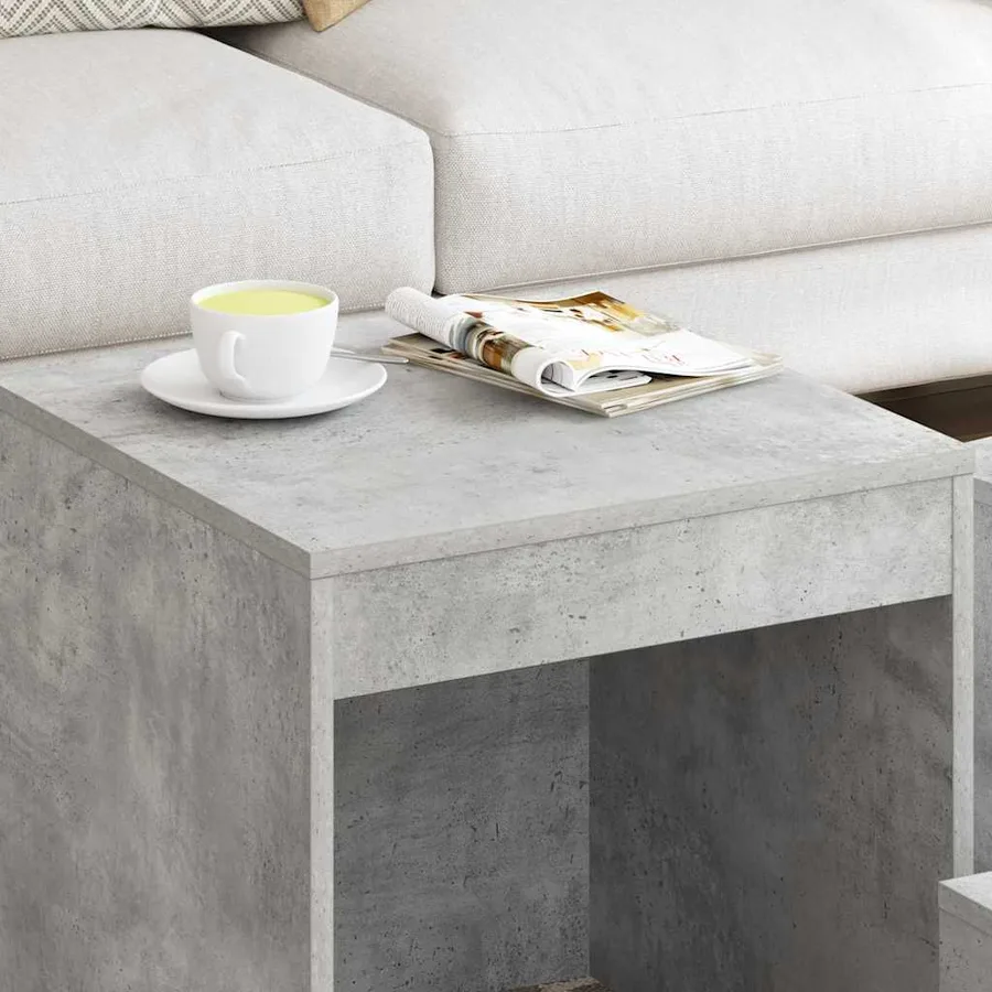 Tables gigognes 3 pcs Gris béton Aggloméré - 3