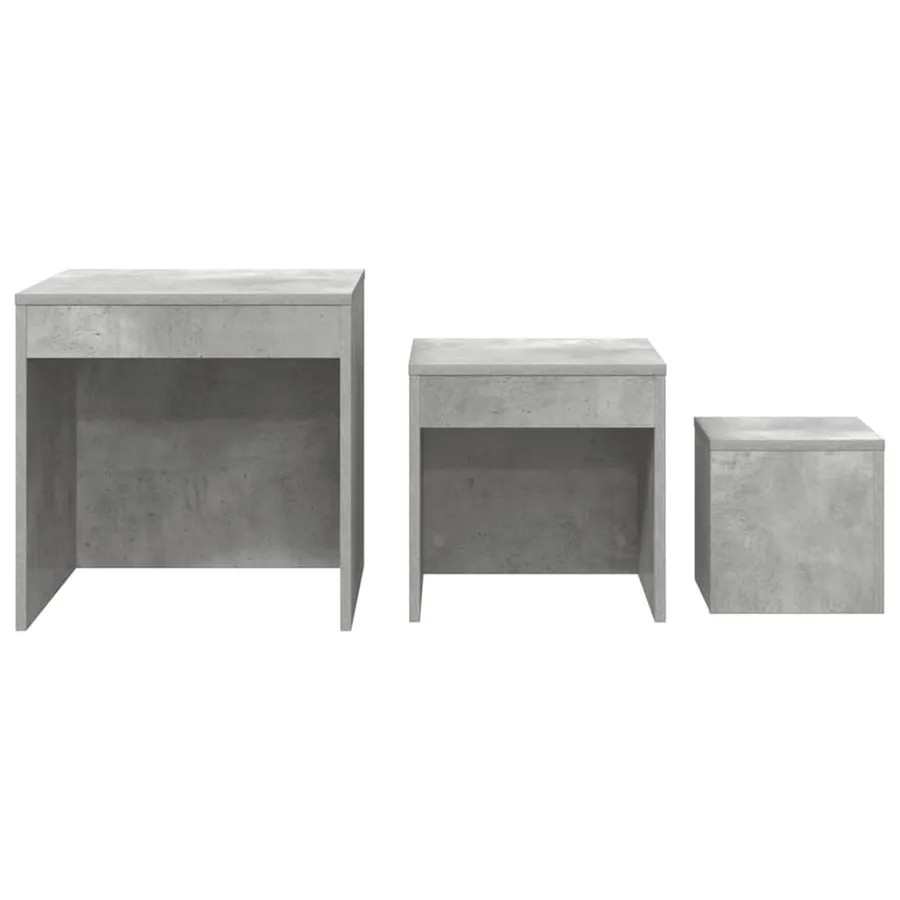 Tables gigognes 3 pcs Gris béton Aggloméré - 5