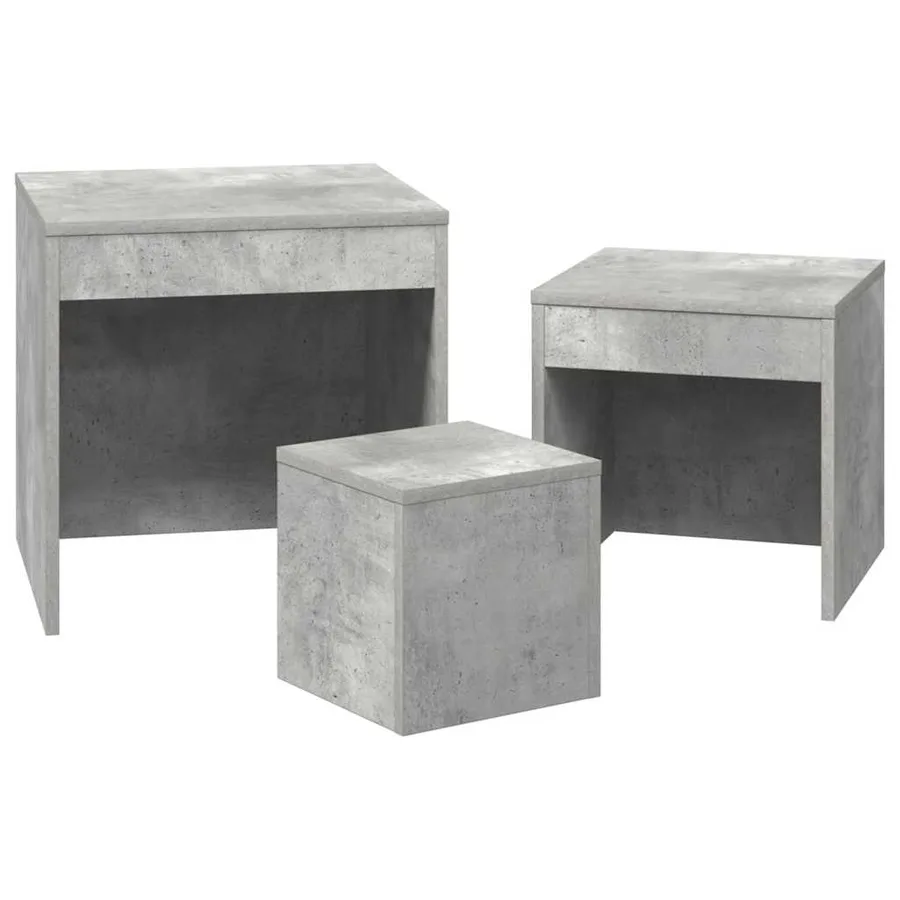 Tables gigognes 3 pcs Gris béton Aggloméré - 6